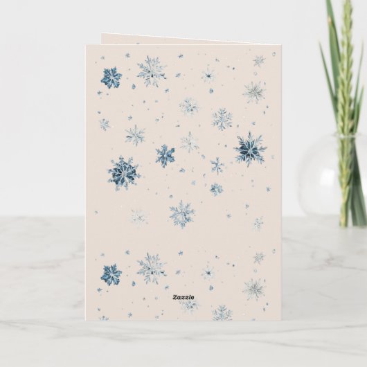 Blue Silver Snowflakes Window Teddy Bear Christmas Kaart (Achterkant)