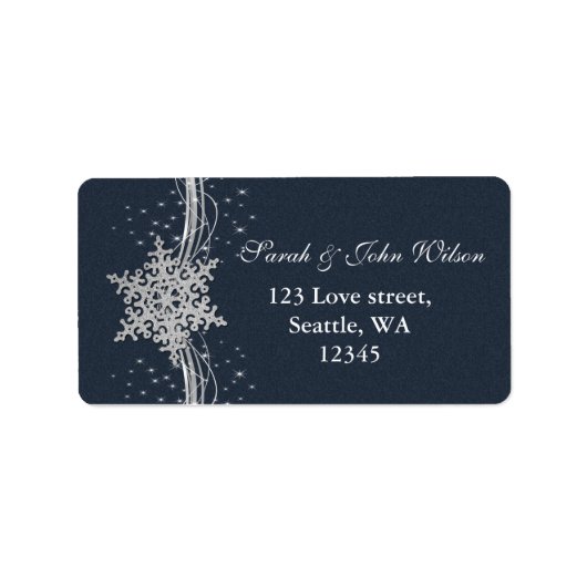 Blue Silver Snowflakes Winter address label (Voorkant)
