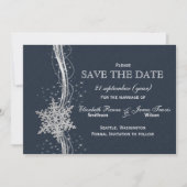 Blue Silver Snowflakes Winter behalve de datum Save The Date (Voorkant)