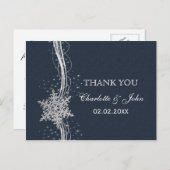 Blue Silver Snowflakes Winter bruiloft Hartelijk d Briefkaart (Voorkant / Achterkant)
