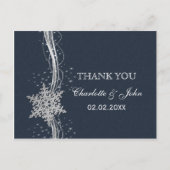Blue Silver Snowflakes Winter bruiloft Hartelijk d Briefkaart (Voorkant)
