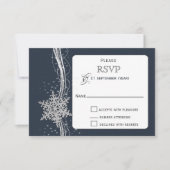 Blue Silver Snowflakes Winter bruiloft RSVP (Voorkant)