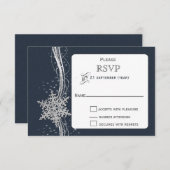 Blue Silver Snowflakes Winter bruiloft RSVP (Voorkant / Achterkant)