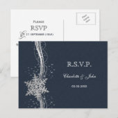 Blue Silver Snowflakes Winter bruiloft RSVP Uitnodiging Briefkaart (Voorkant / Achterkant)