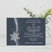 Blue Silver Snowflakes Winter bruiloft uitnodiging (Staand voorkant)