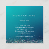 Blue Silver Sparkle Beauty Stylist Makeup Artist Vierkante Visitekaartje (Achterkant)
