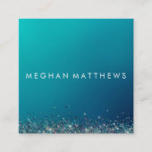 Blue Silver Sparkle Beauty Stylist Makeup Artist Vierkante Visitekaartje (Voorkant)