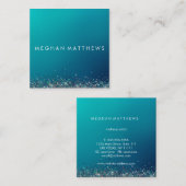 Blue Silver Sparkle Beauty Stylist Makeup Artist Vierkante Visitekaartje (Voorkant / Achterkant)