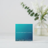 Blue Silver Sparkle Beauty Stylist Makeup Artist Vierkante Visitekaartje (Staand voorkant)