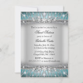 Blue & Silver Sparkle Diamond Sweet 16 Invite Kaart (Achterkant)