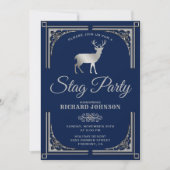  Blue Silver Stag Bachelor Party Kaart (Voorkant)