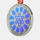 Blue & Silver Star van David Hanukkah Metalen Ornament (Links)