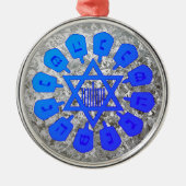 Blue & Silver Star van David Hanukkah Metalen Ornament (Voorkant)