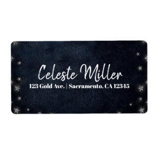 Blue Silver Stars Celestial Starry Sky Party Etiket