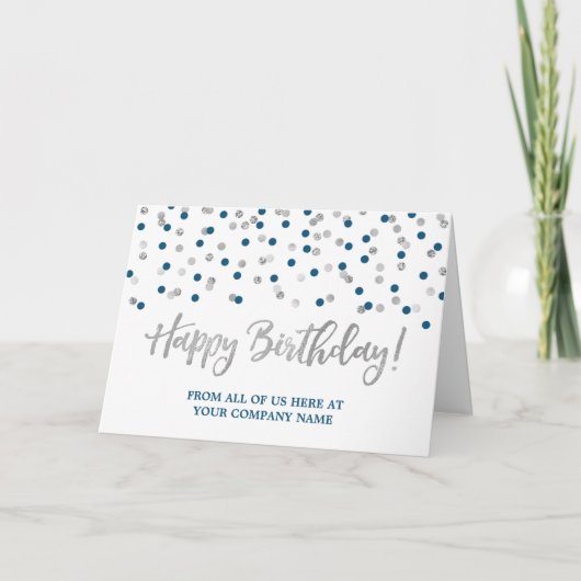 Blue Silver Stippen Business van Group Birthday Kaart (Voorkant)