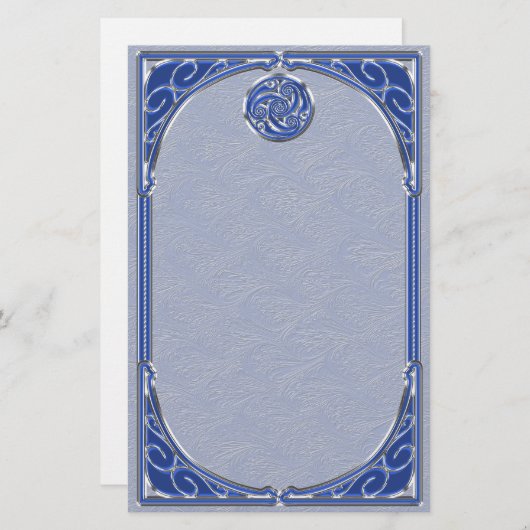 Blue Silver Triskel Briefpapier (Voorkant / Achterkant)