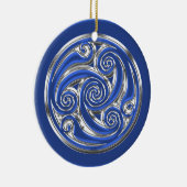 Blue Silver Triskel Keramisch Ornament (Rechts)