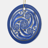 Blue Silver Triskel Keramisch Ornament (Links)