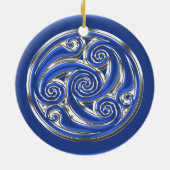 Blue Silver Triskel Keramisch Ornament (Achterkant)