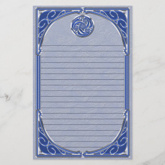 Blue Silver Triskel Lined Briefpapier (Voorkant)