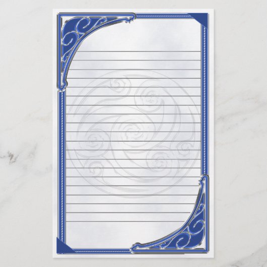 Blue Silver Triskel Lined Briefpapier (Voorkant)