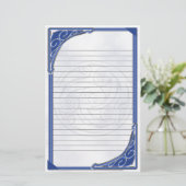 Blue Silver Triskel Lined Briefpapier (Staand voorkant)