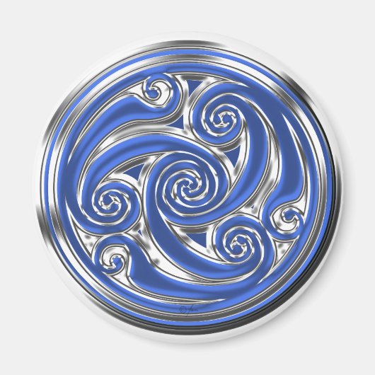 Blue Silver Triskel Magneet (Voorkant)