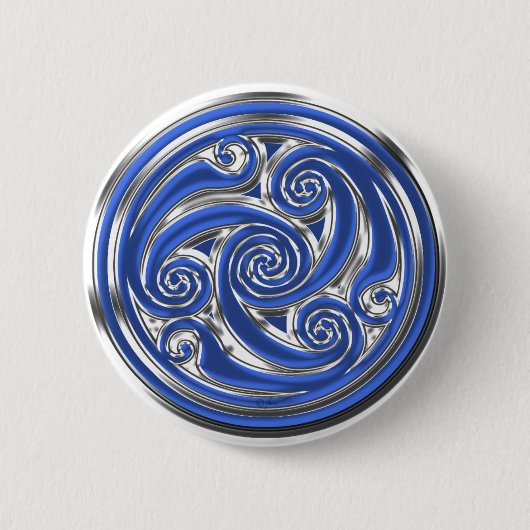 Blue Silver Triskel Ronde Button 5,7 Cm (Voorkant)