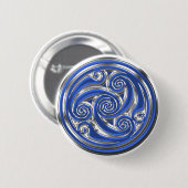 Blue Silver Triskel Ronde Button 5,7 Cm (Voorkant /achterkant)