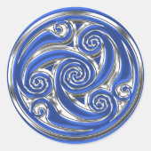Blue Silver Triskel Ronde Sticker (Voorkant)