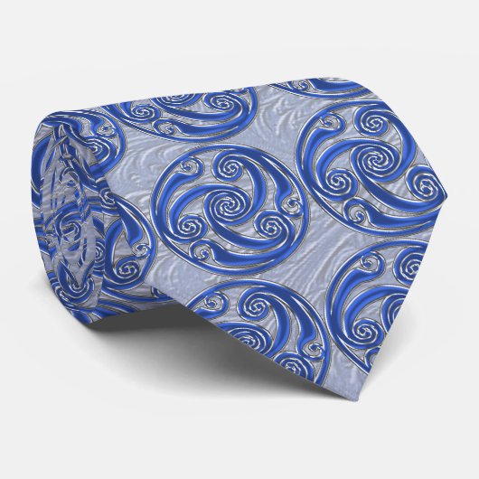 Blue Silver Triskel Stropdas (Opgerold)