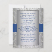 Blue Silver Typography Weddenschappen Reception In Kaart (Achterkant)