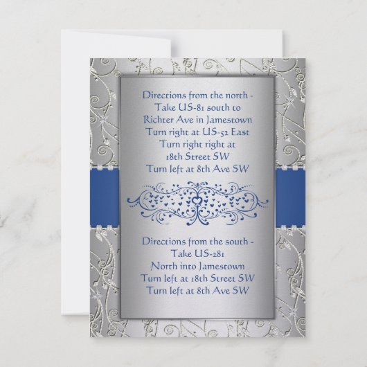 Blue Silver Typography Weddenschappen Reception In Kaart (Achterkant)