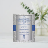 Blue Silver Typography Weddenschappen Reception In Kaart (Staand voorkant)