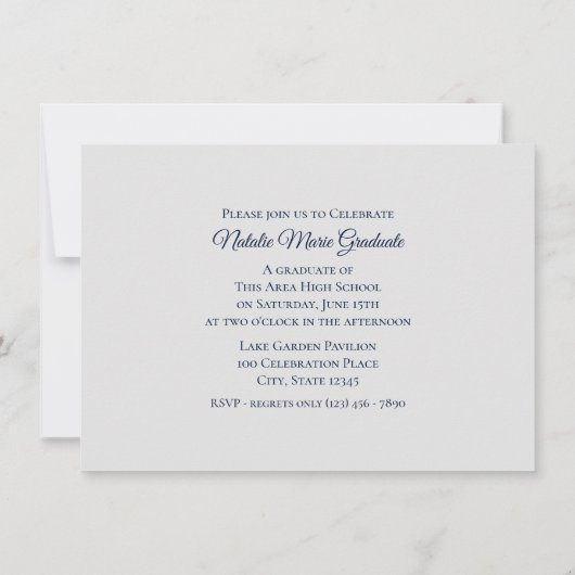 Blue Silver Varsity 2019 Afstuderen Drie Foto Kaart (Achterkant)