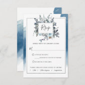 Blue Silver-Waterverf met/uit-maalkeuzen RSVP (Voorkant / Achterkant)