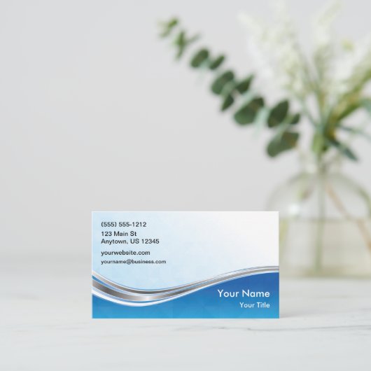 Blue Silver Wave Visitekaartje (Staand voorkant)