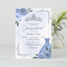 Blue Silver & White Floral Quinceañera Celebration