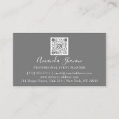 Blue Silver White Roses Event Planner QR Code Visitekaartje (Achterkant)