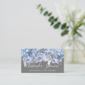 Blue Silver White Roses Event Planner QR Code Visitekaartje (Staand voorkant)