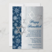 Blue Silver White Snowflakes Hanukkah Party Invite Kaart (Voorkant)