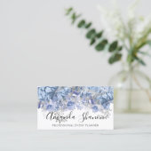 Blue Silver WhiteFlower Logo Event Planner QRCode Visitekaartje (Staand voorkant)