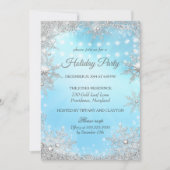 Blue Silver Winter Kerstfeestdag Kaart (Voorkant)