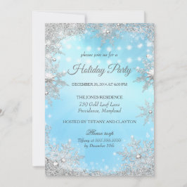 Blue Silver Winter Kerstfeestdag Kaart