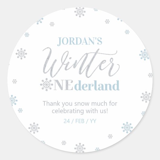 Blue Silver Winter onederland Hartelijk dank voor  Ronde Sticker (Voorkant)