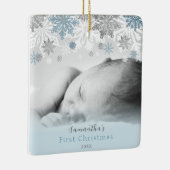 Blue Silver Winter Snowflakes Aangepaste Baby Keramisch Ornament (Rechts)
