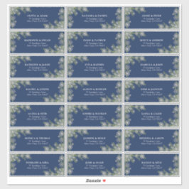 Blue Silver Winter Wedding Guest Adres Sticker