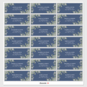 Blue Silver Winter Wedding Guest Adres Sticker