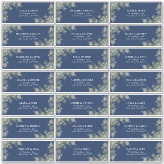 Blue Silver Winter Wedding Guest Adres Sticker (Voorkant)
