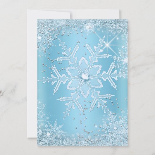 Blue Silver Winter Wonderland Sweet 16 Tiara Kaart (Achterkant)